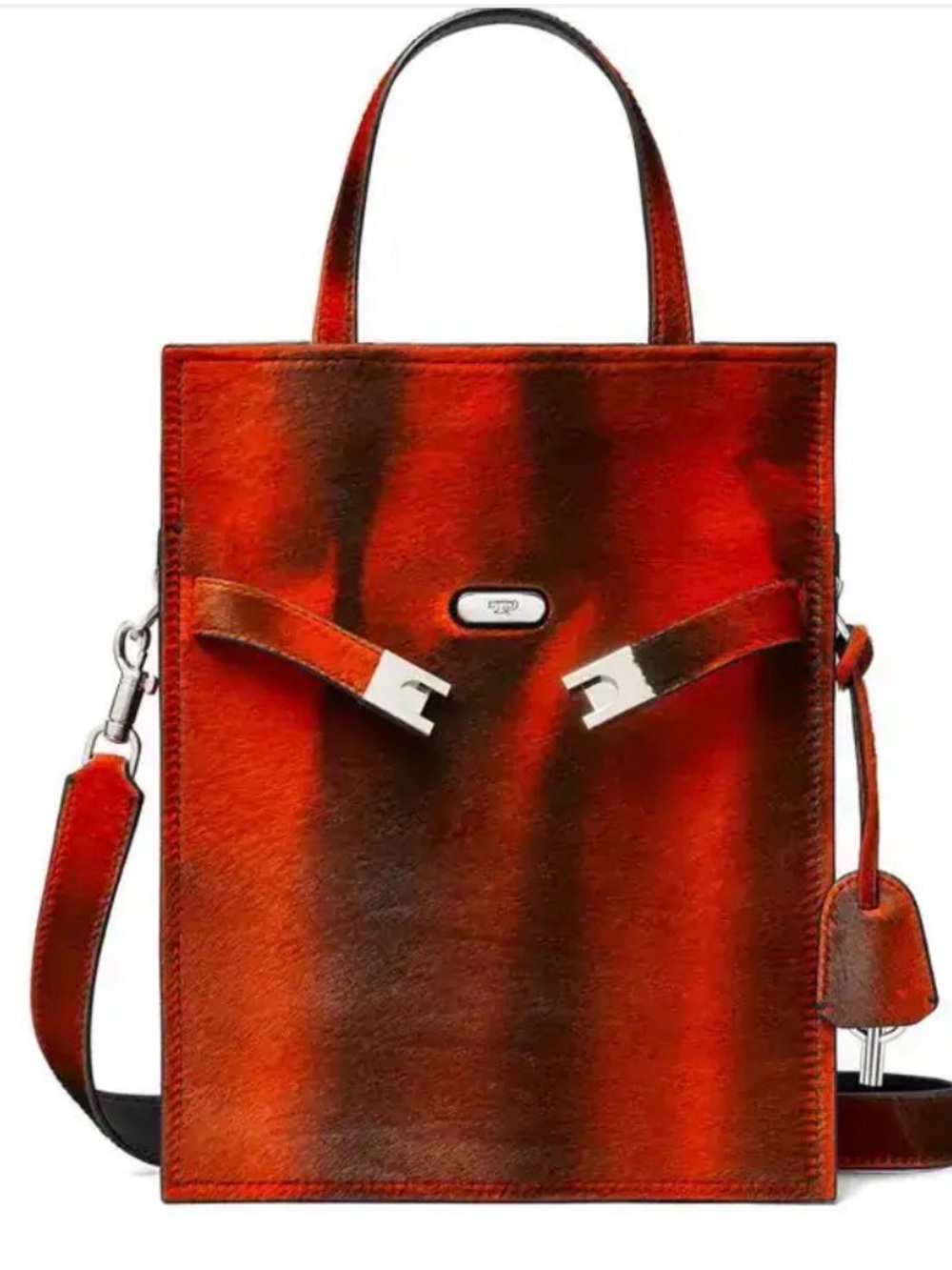New! Tory Burch Small Lee Radziwill Shopper Tote in red calf hair (pony hair)